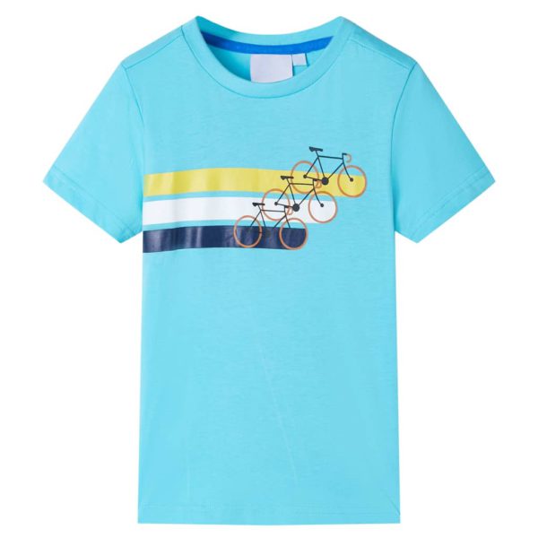 T-skjorte for barn med korte ermer aqua 128