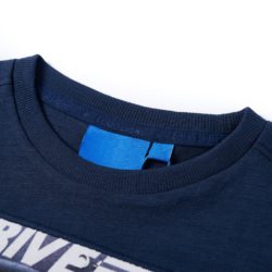 T-skjorte for barn med lange ermer marineblå melert 128