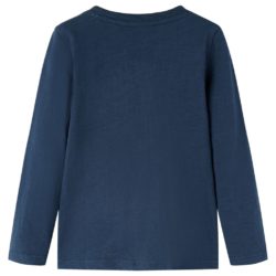 T-skjorte for barn med lange ermer marineblå melert 92
