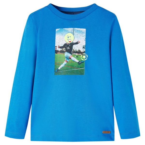 T-skjorte for barn med lange ermer koboltblå 104