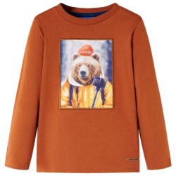 T-skjorte for barn med lange ermer brent oransje 104