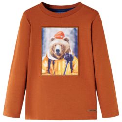 T-skjorte for barn med lange ermer brent oransje 128