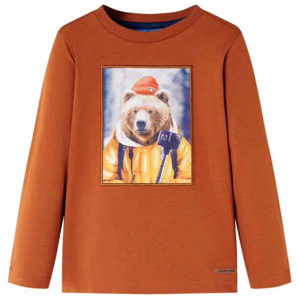 T-skjorte for barn med lange ermer brent oransje 128