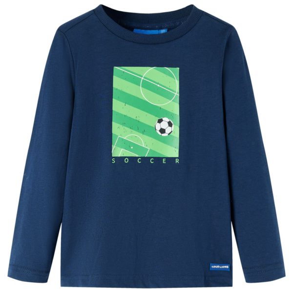 T-skjorte for barn med lange ermer marineblå 116