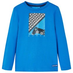 T-skjorte for barn lange ermer koboltblå 116