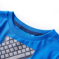 T-skjorte for barn lange ermer koboltblå 128