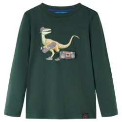 T-skjorte for barn med lange ermer mørkegrønn 104