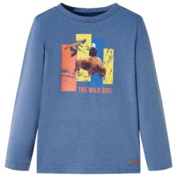 T-skjorte for barn med lange ermer blå melert 104