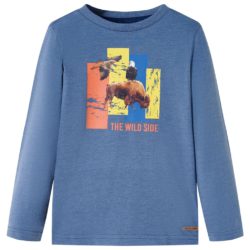 T-skjorte for barn med lange ermer blå melert 128