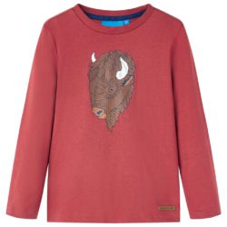 T-skjorte for barn med lange ermer brent rød 104