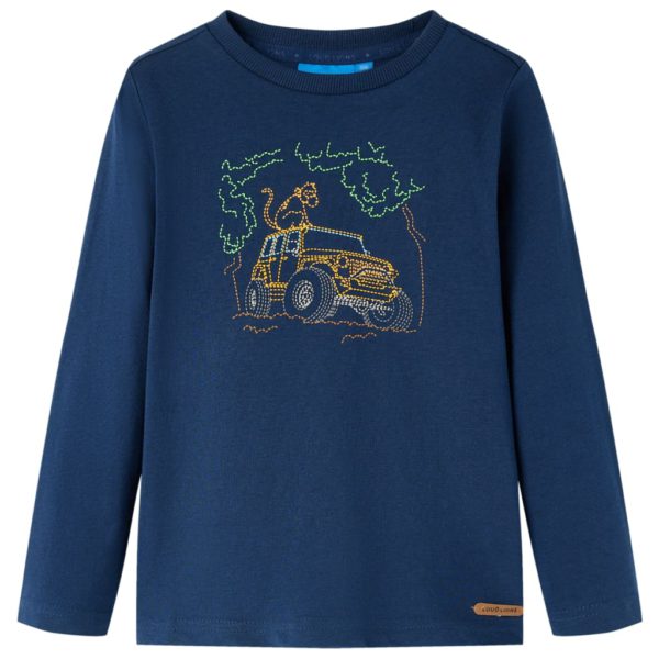 T-skjorte for barn med lange ermer marineblå 92