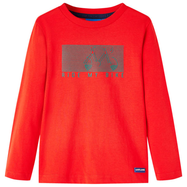 T-skjorte for barn med lange ermer rød 104