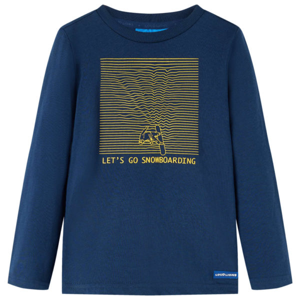 T-skjorte for barn med lange ermer marineblå 104