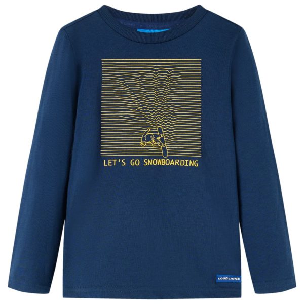 T-skjorte for barn med lange ermer marineblå 128