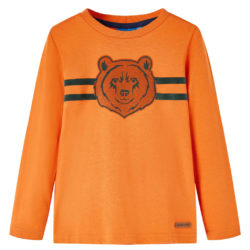 T-skjorte for barn med lange ermer mørk oransje 140