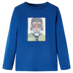 T-skjorte for barn med lange ermer mørkeblå 116