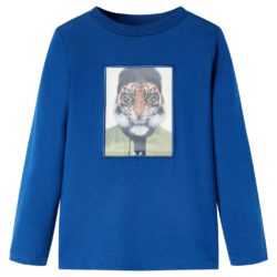T-skjorte for barn med lange ermer mørkeblå 140