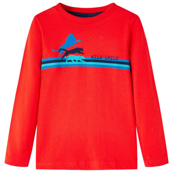 T-skjorte for barn med lange ermer rød 128