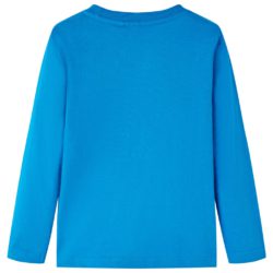 T-skjorte for barn med lange ermer koboltblå 128