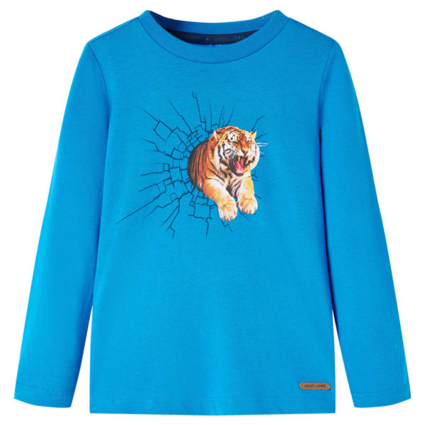 T-skjorte for barn med lange ermer koboltblå 104