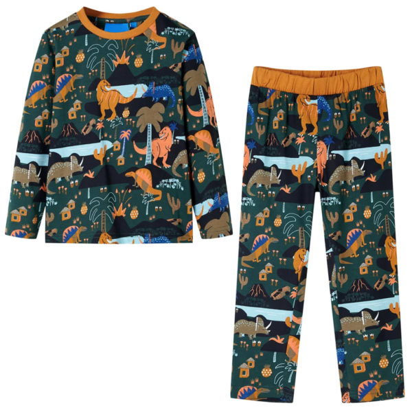Pyjamas for barn med lange ermer mørkegrønn 104