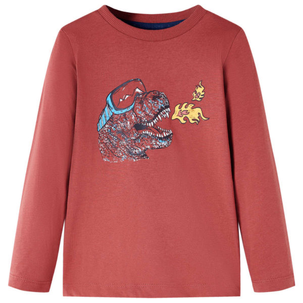 T-skjorte for barn med lange ermer brent rød 104