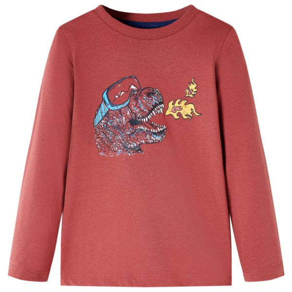 T-skjorte for barn med lange ermer brent rød 128
