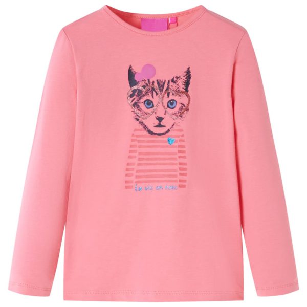 T-skjorte for barn med lange ermer rosa 128