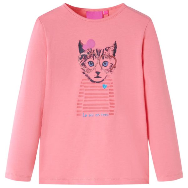 T-skjorte for barn med lange ermer rosa 140