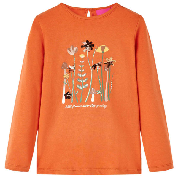 T-skjorte for barn med lange ermer brent oransje 92