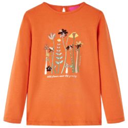 T-skjorte for barn med lange ermer brent oransje 140