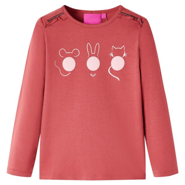 T-skjorte for barn med lange ermer brent rosa 92