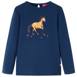 T-skjorte for barn med lange ermer marineblå 104