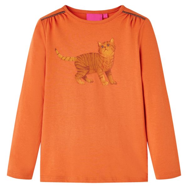 T-skjorte for barn med lange ermer brent oransje 92
