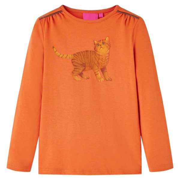 T-skjorte for barn med lange ermer brent oransje 116