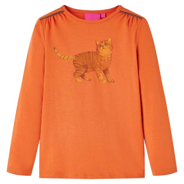 T-skjorte for barn med lange ermer brent oransje 140