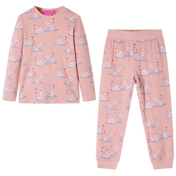 Pyjamas for barn med lange ermer lyserosa 128