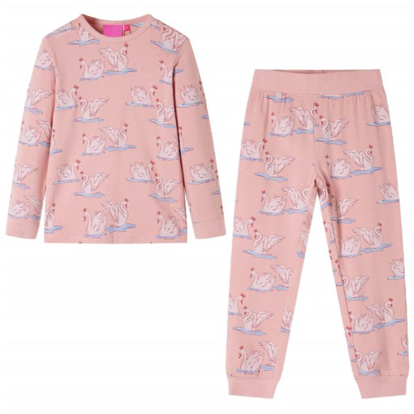 Pyjamas for barn med lange ermer lyserosa 140