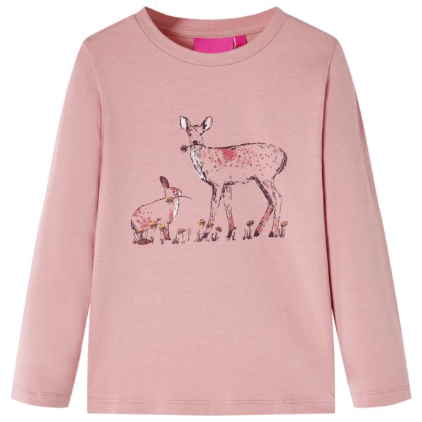T-skjorte for barn med lange ermer rosa 104