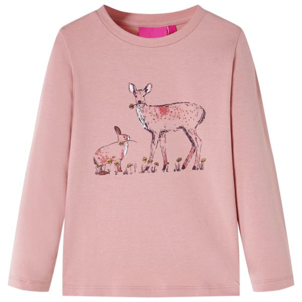T-skjorte for barn med lange ermer rosa 128