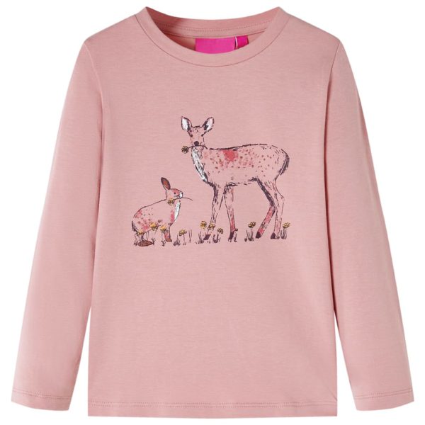 T-skjorte for barn med lange ermer rosa 140