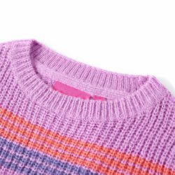 Barnegenser stripet strikket lilla og rosa 104