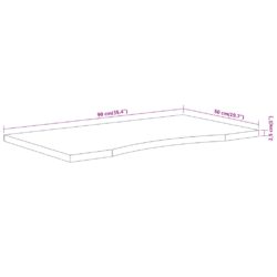 Skrivebordsplate 90x50x2,5 cm rektangulær heltre akasie