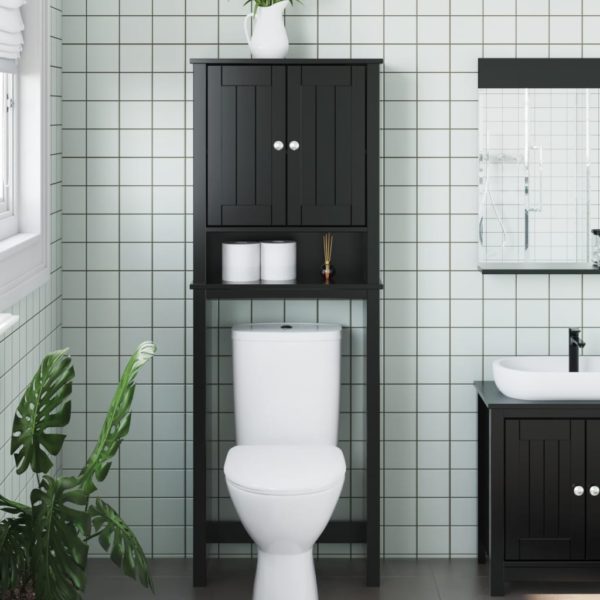 Baderomsskap over toalettet BERG svart 60x27x164,5 cm heltre