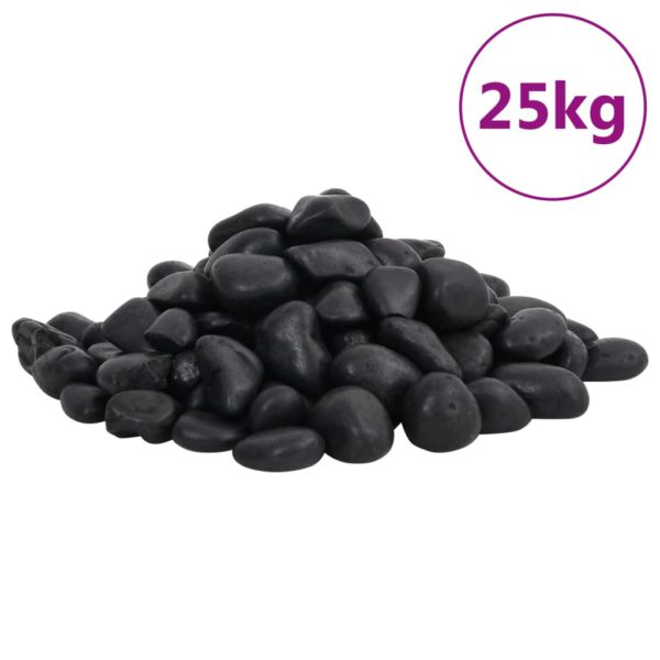 vidaXL Polerte småstein 25 kg svart 2-5 cm