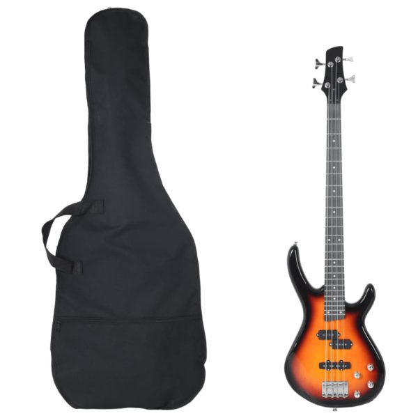 vidaXL Elektrisk bassgitar for nybegynnere veske brun svart 4/4 46″