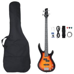 vidaXL Elektrisk bassgitar for nybegynnere veske brun svart 4/4 46″