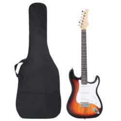 vidaXL Elektrisk gitar for nybegynnere med veske brun og hvit 4/4 39″