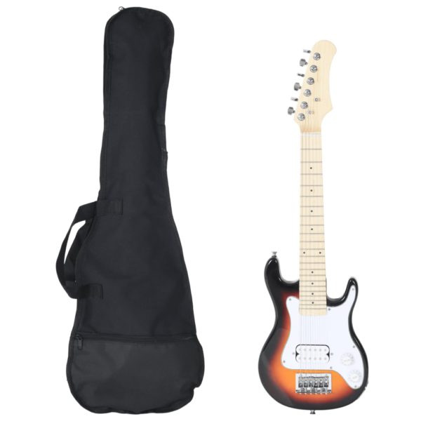 vidaXL Elektrisk gitar for barn med veske brun og hvit 3/4 30″
