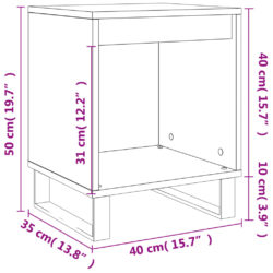 Nattbord høyglans hvit 40x35x50 cm konstruert tre